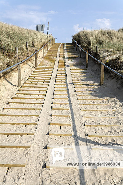 Treppe zum Strand  holländische Nordseeküste  Bergen aan Zee  Holland  Niederlande  Europa