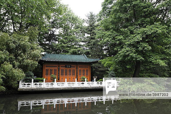 Japanese temple in Duisburg Zoo Ruhr area North Rhine-Westphalia Germany Europe