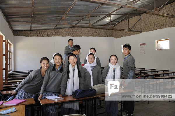 School class in a school in Phiyang  Ladakh  India  Himalayas  Asia