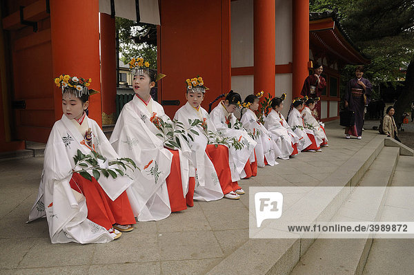 Feierlichkeiten im Imamiya Schrein  Matsuri  shintoistisches Schreinfest am 5. April  Kyoto  Japan  Asien
