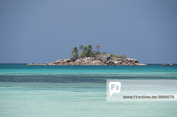 St. Pierre granite islet at Anse Volbert  Cote d'Or  Praslin Island  Seychelles  Africa  Indian Ocean