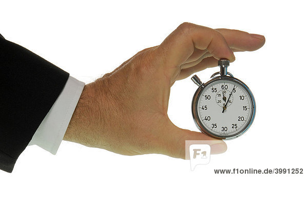 Managerhand mit Stopuhr  Symbolbild für Zeitdruck