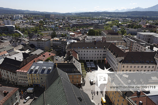 Town hall square in Villach  view from the steeple of the parish church  Carinthia  Austria  Europe
