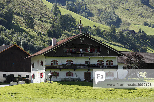 Typisches Bauernhaus  Gut Krotmoos im Rauriser Tal  Pinzgau  Land Salzburg  Salzburger Land  Österreich  Europa