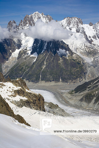Mer de Glace  Vallee Blanche  Chamonix  Mont Blanc Massif  Alps  France  Europe