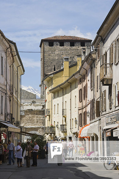 Rue St Anselme  St Anselme Street  Aosta  Aosta Valley  Valle d'Aosta  Italy  Europe