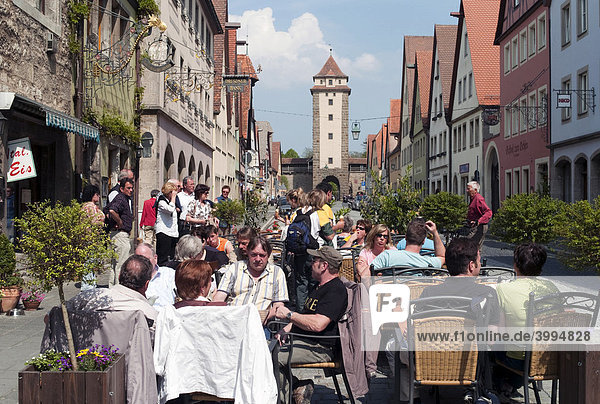 Restaurants und Cafes  Rothenburg ob der Tauber  Bayern  Deutschland  Europa