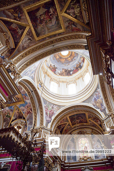 Pompous interior of the Cathedral of Mdina  St Pauls Square  Mdina  Malta  Europe