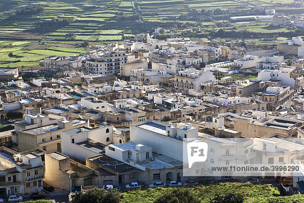 Blick von der Zitadelle auf Victoria  Rabat  Gozo  Malta  Europa