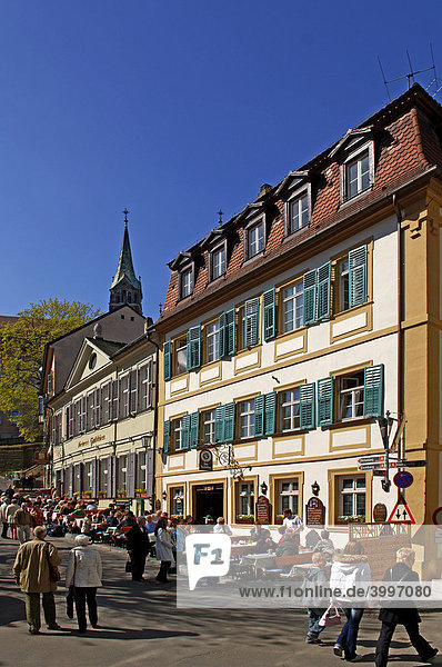Alte Gastwirtschaften mit Außenbewirtung  Bamberg  Oberfranken  Bayern  Deutschland  Europa