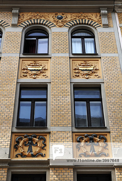 Dekorative Hausfassade um 1900 in der Neustadt  Dresden  Sachsen  Deutschland  Europa Hausfassade