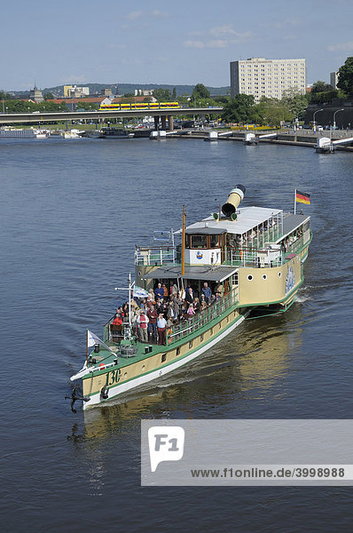 Boat on Elbe River  Dresden  Saxony  Germany  Europe