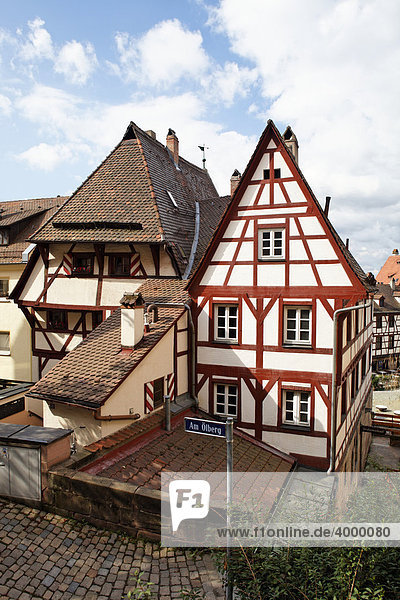 Älteste Fachwerkhäuser von Nürnberg  Am Ölberg  Altstadt  Stadt Nürnberg  Mittelfranken  Franken  Bayern  Deutschland  Europa