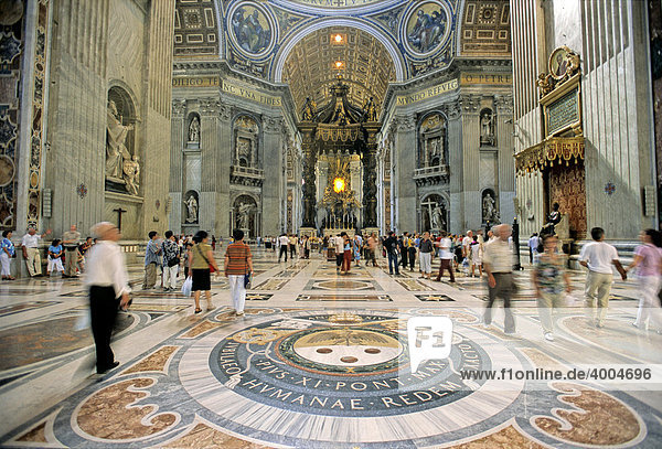 Marble floor  Baldacchino baldachin  central nave  St. Peter's Basilica  Vatican City  Rome  Latium  Italy  Europe