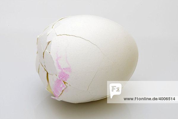 Weißes gekochtes Ei  zerbrochene Schale