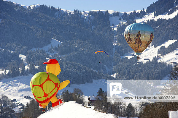 Specially formed hot air balloon  Montgolfiade 2009 in Ch‚teau d'Oex  Switzerland  Europe
