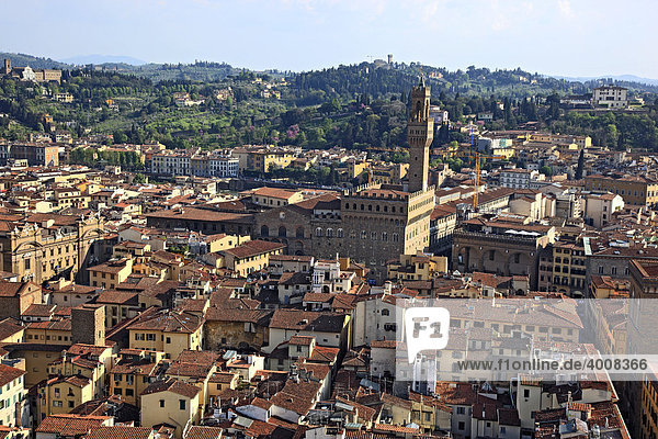 Panorama von Florenz mit dem Palazzo Vecchio  Firenze  Toskana  Italien  Europa