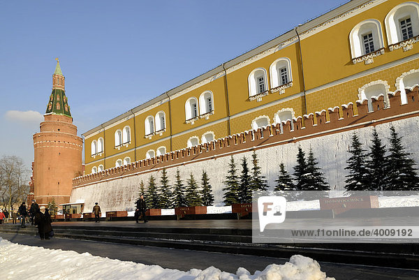 Blick auf die Kremlmauer vom Alexander Garten aus  Moskau  Russland