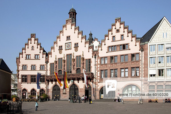 Historic town hall Roemer  Roman at Roemerberg square in Frankfurt am Main  Hesse  Germany  Europe