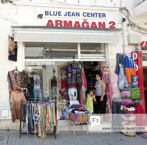 Clothes shop in a shopping street  Kyrenia  also known as Girne  Northern Cyprus  Cyprus  Europe