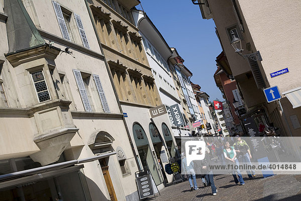 People on Hirschenplatz Square  shopping street  pedestrian area  historic centre  Lucerne  Switzerland