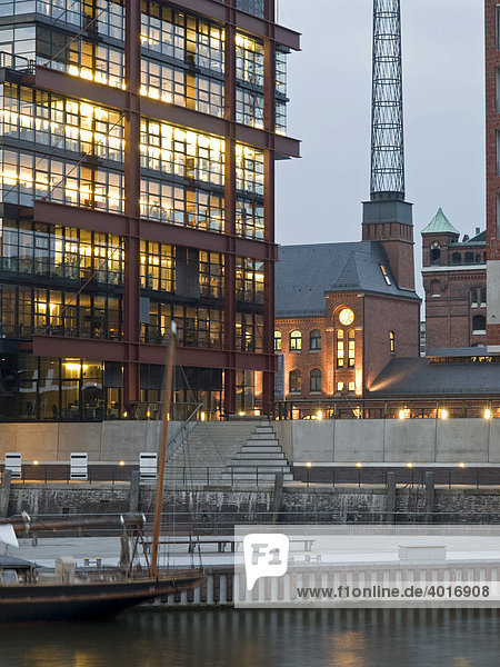 Office building and old Kesselhaus  boiler house  in the Hafencity  Hamburg  Germany