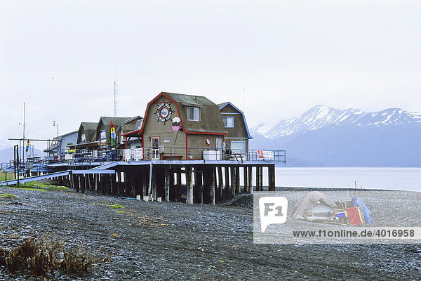 Stelzen-Häuser am Homer Spit  Homer  Heilbutt-Hauptstadt der Welt  Kachemak Bay  Alaska