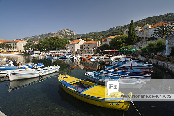 Boats in Bol harbour  Brac Island  Dalmatia  Croatia  Adriatic Sea  Mediterranean  Europe