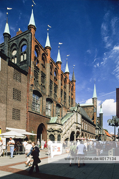 Breite Straße mit Rathaus  Lübeck Altstadt  Schleswig-Holstein  Deutschland  Europa