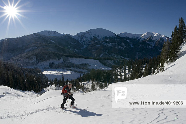 Skitour on Stadelfeld  Gesaeuse National Park  Styria  Austria  Europe