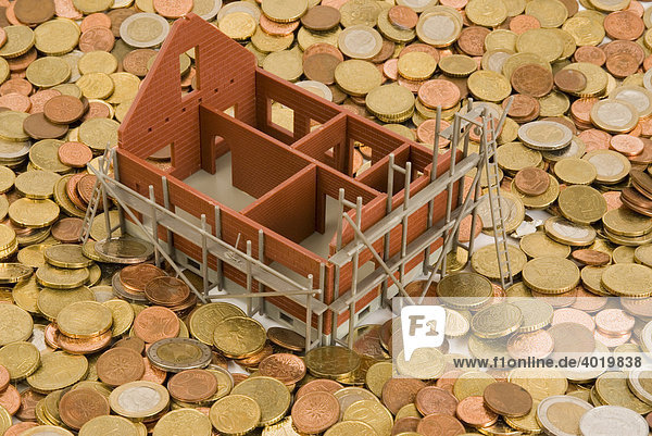 Frame of a house  symbolic picture for construction financing