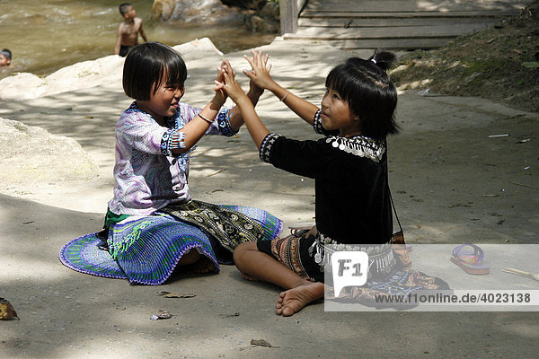 Playing kids  Mae Sa Valley  jungle  near Chiang Mai  Thailand  Asia