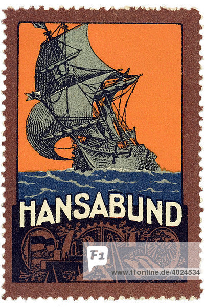 Historische Illustration  Reklamemarke  Hansabund