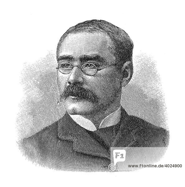 Holzschnitt  Joseph Rudyard Kipling  Portrait