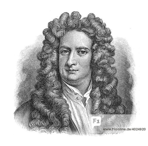 Holzschnitt  Sir Isaac Newton  Portrait
