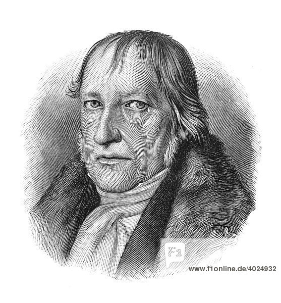 Holzschnitt  Georg Wilhelm Friedrich Hegel  Portrait