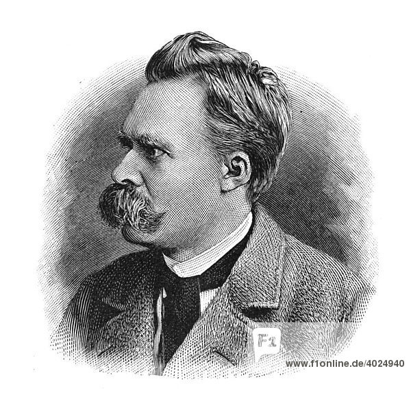 Holzschnitt  Friedrich Wilhelm Nietzsche  Portrait