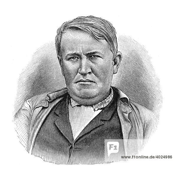 Holzschnitt  Thomas Alva Edison  Portrait