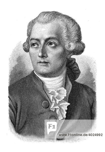 Holzschnitt  Antoine Laurent de Lavoisier  Portrait