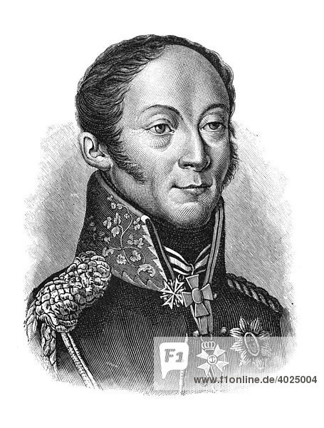 Holzschnitt  Bogislav Friedrich Emanuel Graf Tauentzien von Wittenberg  Portrait