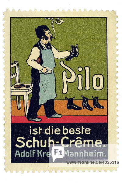 Reklamemarke  Pilo ist die beste Schuh-Creme  Alfred Krebs  Mannheim