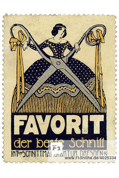 German trading stamp  Favorit  der beste Schnitt  internationale Schnittmanufaktur Dresden