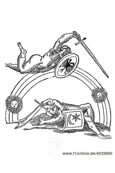 Holzschnitt  Prodigium duorum pusionum  Wunderzeichen zweier Knaben  Aldrovandi  Historia Monstrorum  1642  Renaissance