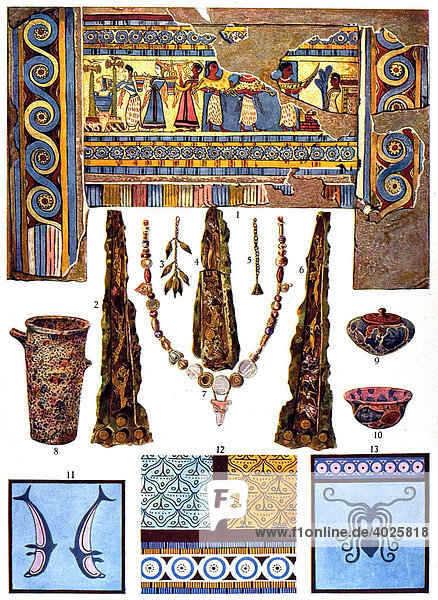 Historische Illustration  ägäische Ornamente  agäisches Kunstgewerbe