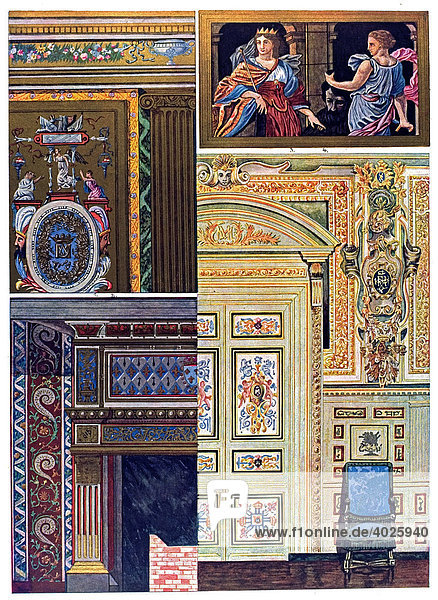 Historic illustration  French ornaments  wall paintings