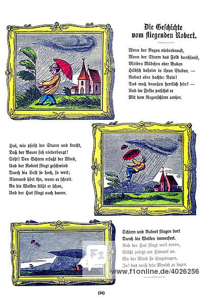 Buchillustration  Die Geschichte vom fliegenden Robert  Der Struwwelpeter  Dr. Heinrich Hoffmann  1876