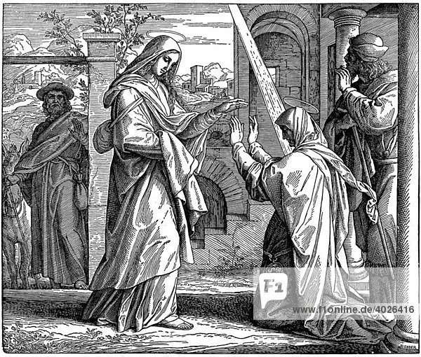 Holzschnitt Mariä Heimsuchung Lukas 1 40 Neues Testament Katholische Bilder-Bibel