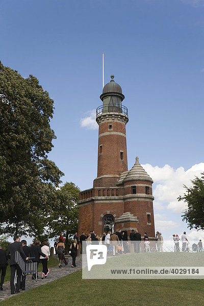 Wedding party at a wedding in the Holtenauer Leuchtturm or Lighthouse  Kiel  Schleswig-Holstein  Germany  Europe