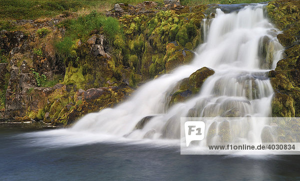 Waterfall below the Dynjandi  respectively Fjallfloss  West Coast  Iceland  Europe