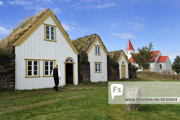 Museumshof Glaumbaer  Torfhof  Freilichtmuseum  Grassoden-Hof  Torfwände  Grasdächer  Holzfassade  Island  Europa